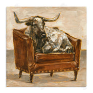 Ethan Harper | Brown Bull Resting in Chair Painting