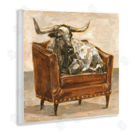 Ethan Harper | Brown Bull Resting in Chair Painting