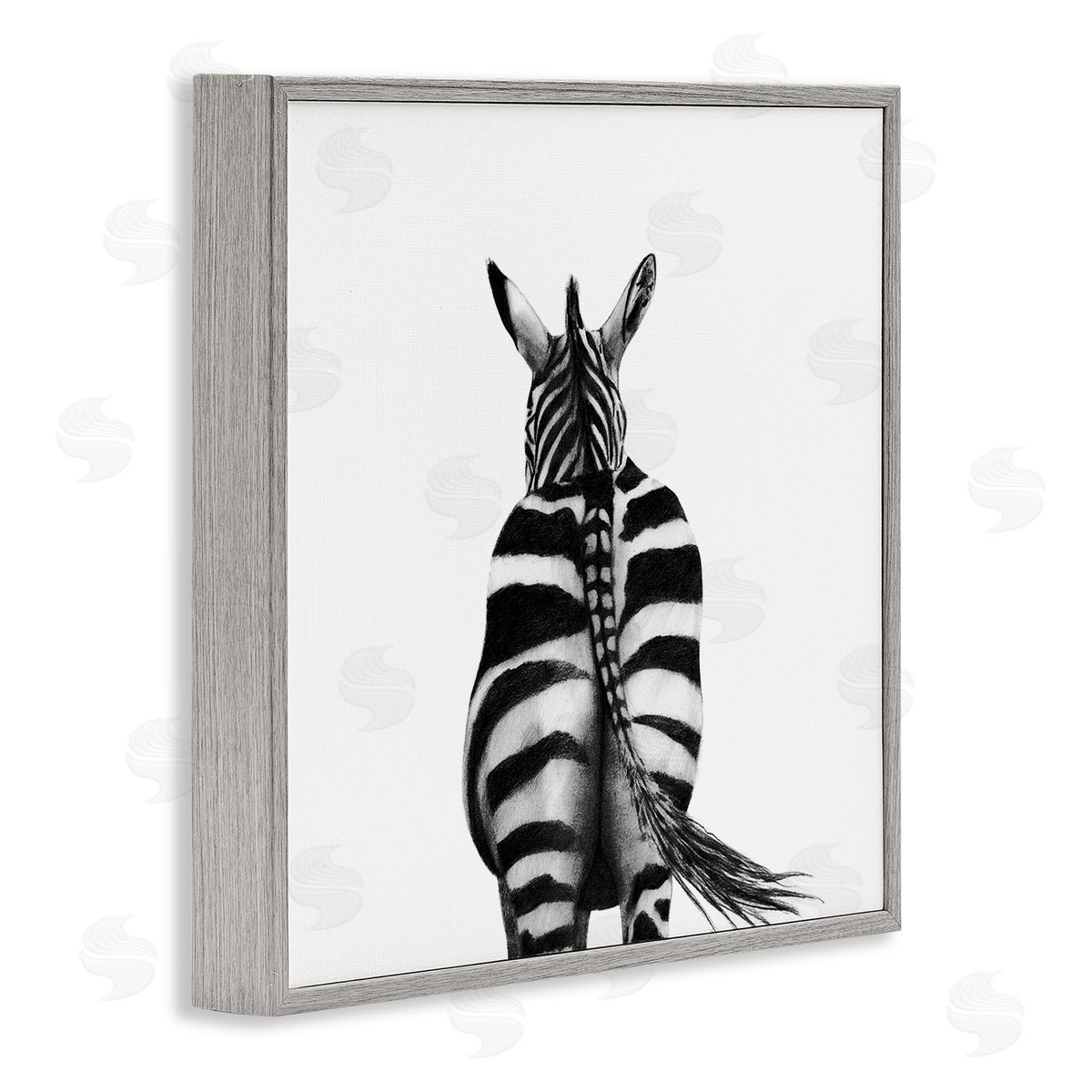 Zebra Butt Portrait Grey Frame Print Wall Art, Home Decor by Victoria Borges