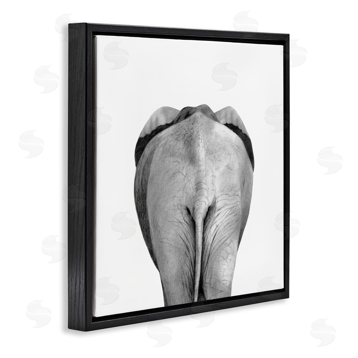 Elephant Butt Portrait Black Floating Frame Canvas Wall Art, Home Decor by Victoria Borges