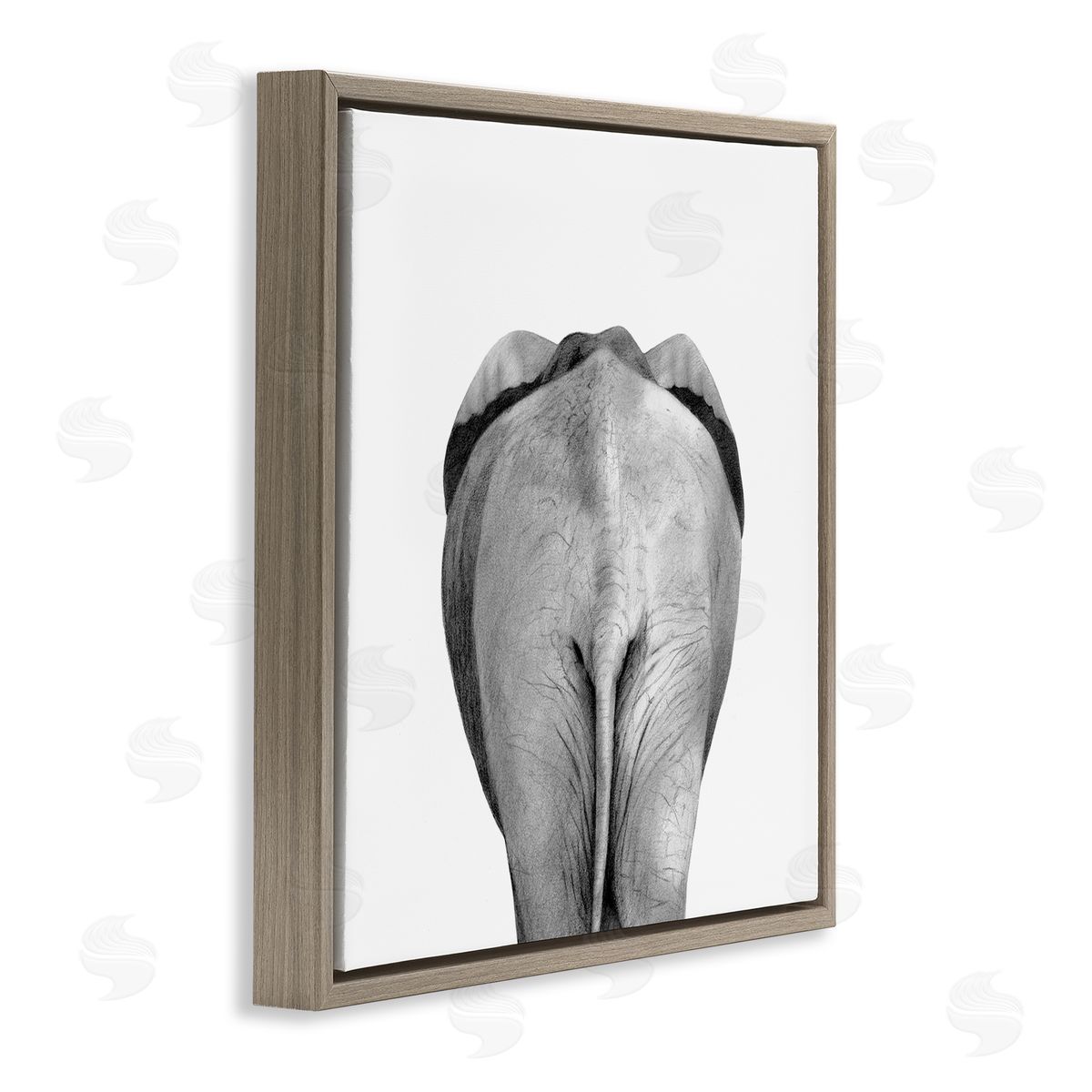 Elephant Butt Portrait Brown Floating Frame Canvas Wall Art, Home Decor by Victoria Borges