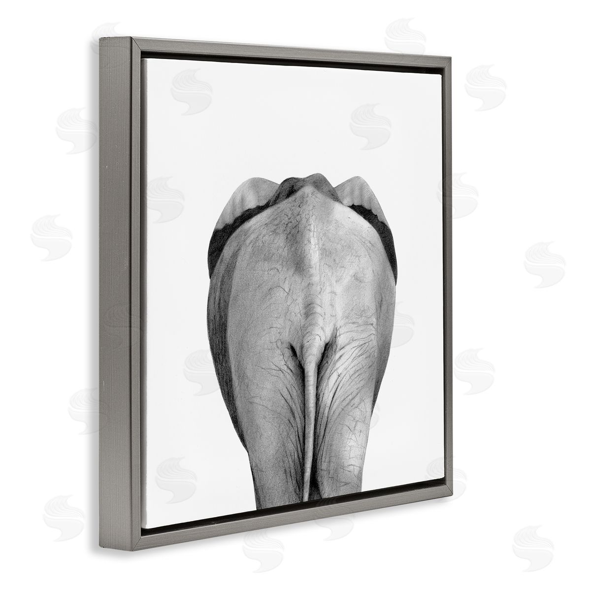 Elephant Butt Portrait Grey Floating Frame Canvas Wall Art, Home Decor by Victoria Borges
