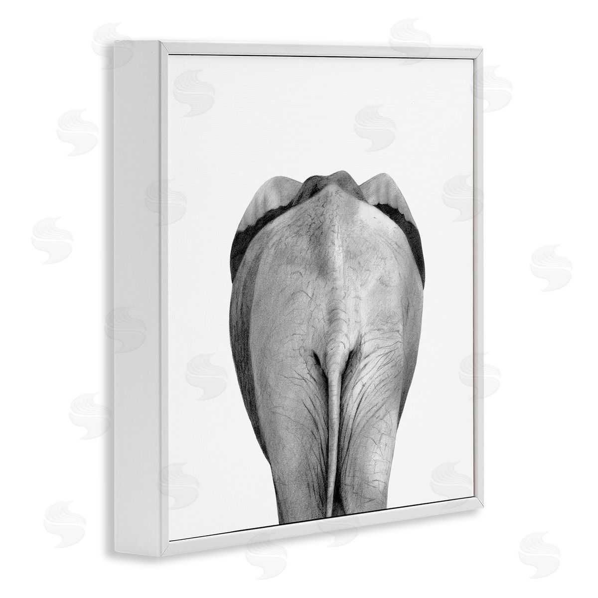 Elephant Butt Portrait White Frame Print Wall Art, Home Decor by Victoria Borges