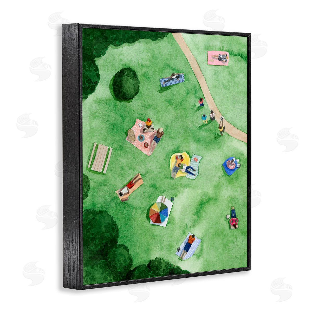 Kid's Summer Park Activities Black Frame Print Wall Art, Home Decor by Grace Popp