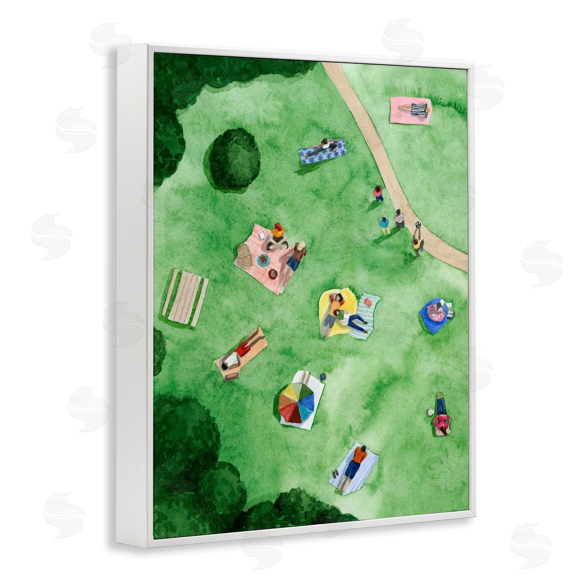 Kid's Summer Park Activities White Frame Print Wall Art, Home Decor by Grace Popp