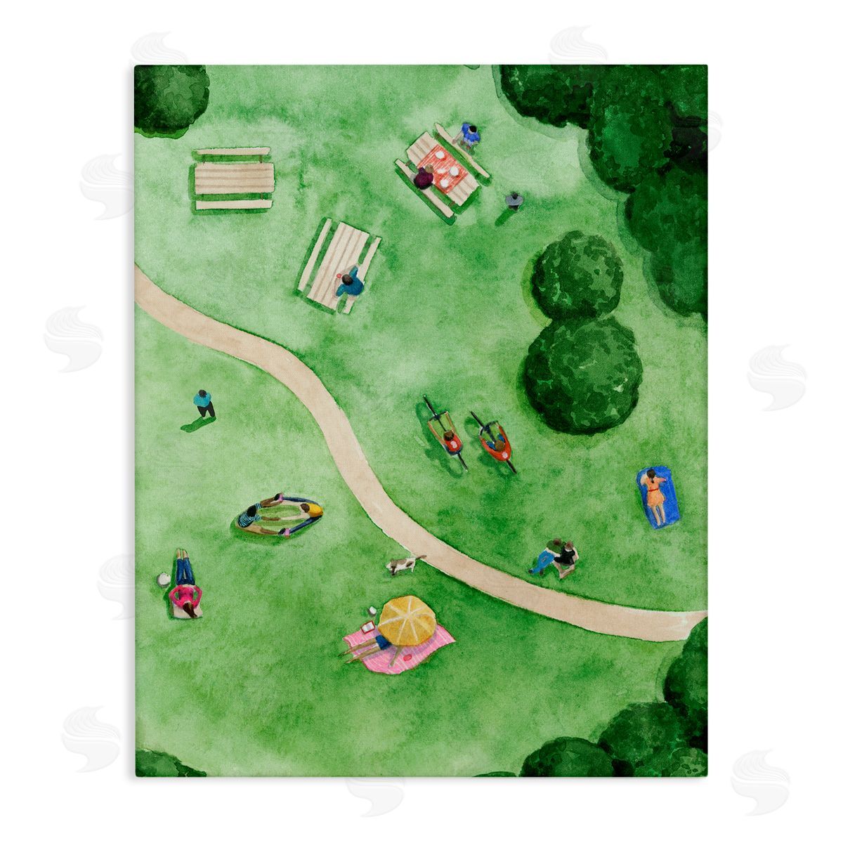 Kid's Summer Park Landscape Canvas Wall Art, Home Decor by Grace Popp