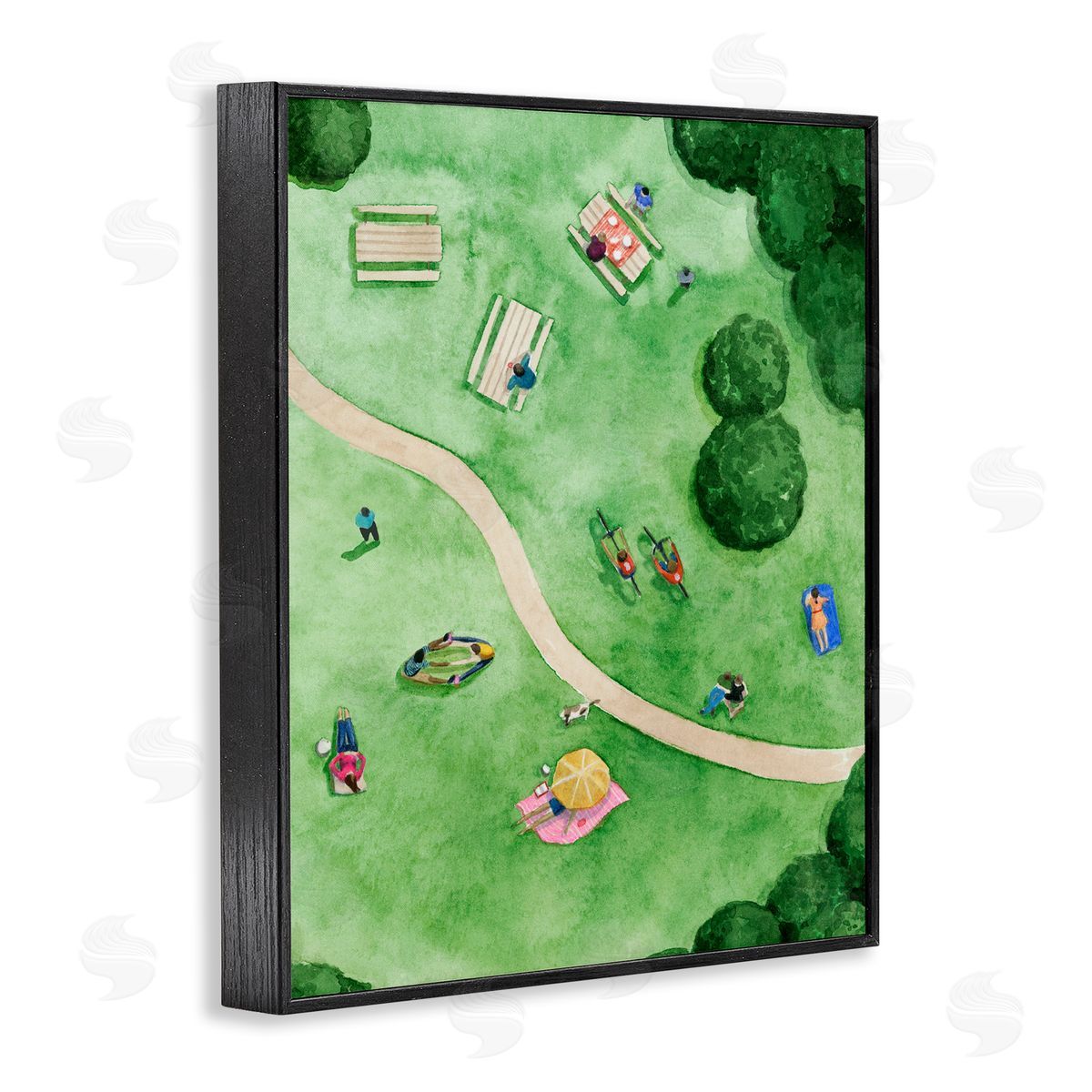 Kid's Summer Park Landscape Black Frame Print Wall Art, Home Decor by Grace Popp