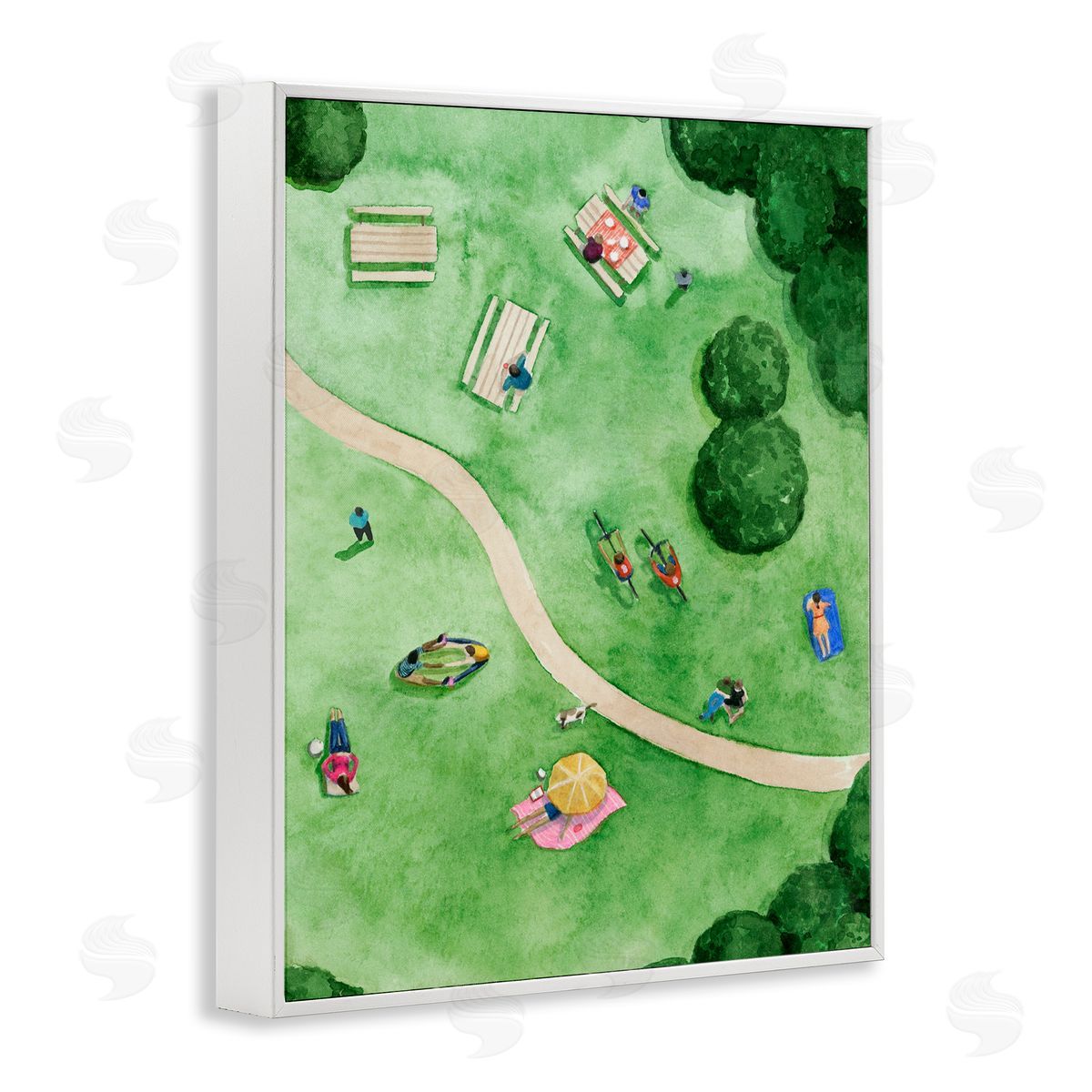 Kid's Summer Park Landscape White Frame Print Wall Art, Home Decor by Grace Popp