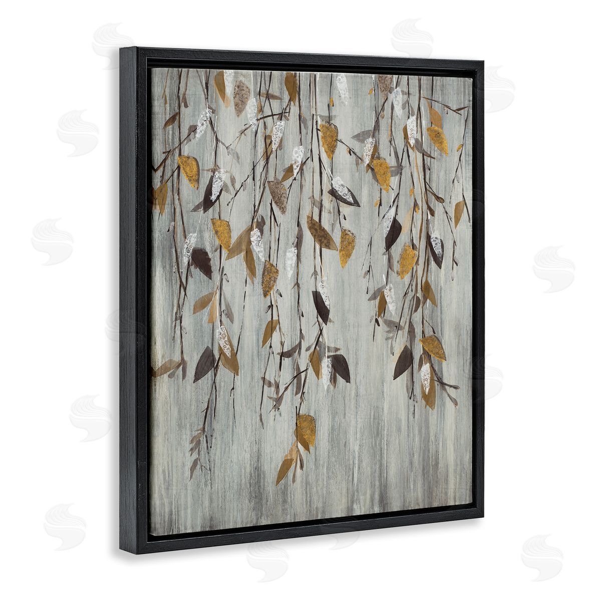 Rustic Brown Forest Vines Black Floating Frame Canvas Wall Art, Home Decor by Liz Jardine