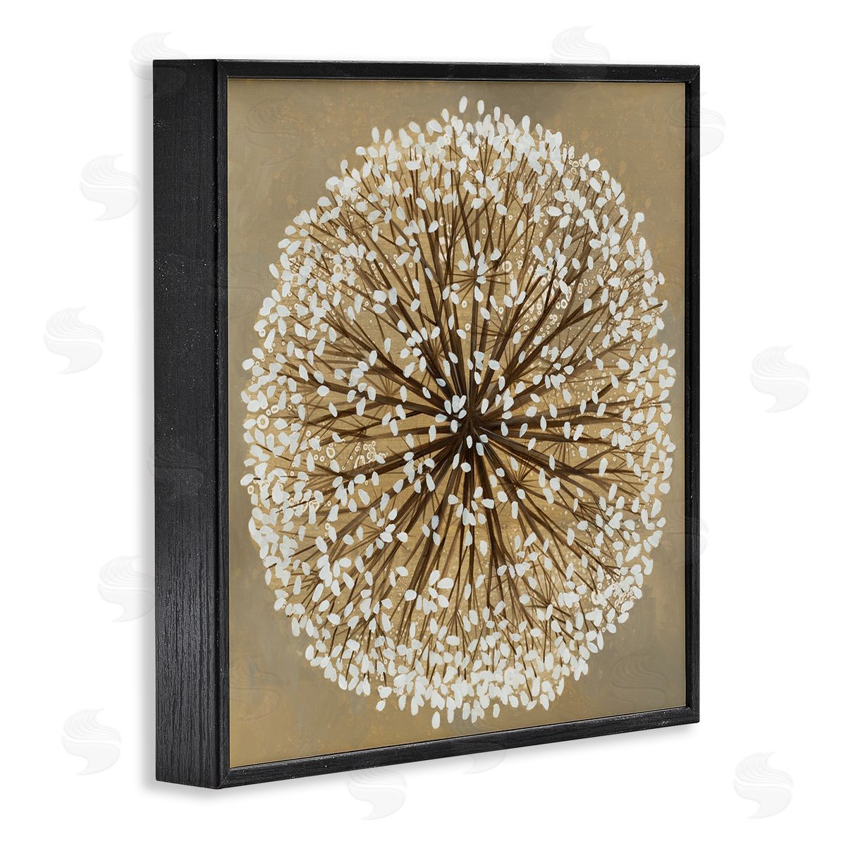 Abstract Dandelion Flower Full Bloom Black Frame Print Wall Art, Home Decor by Liz Jardine