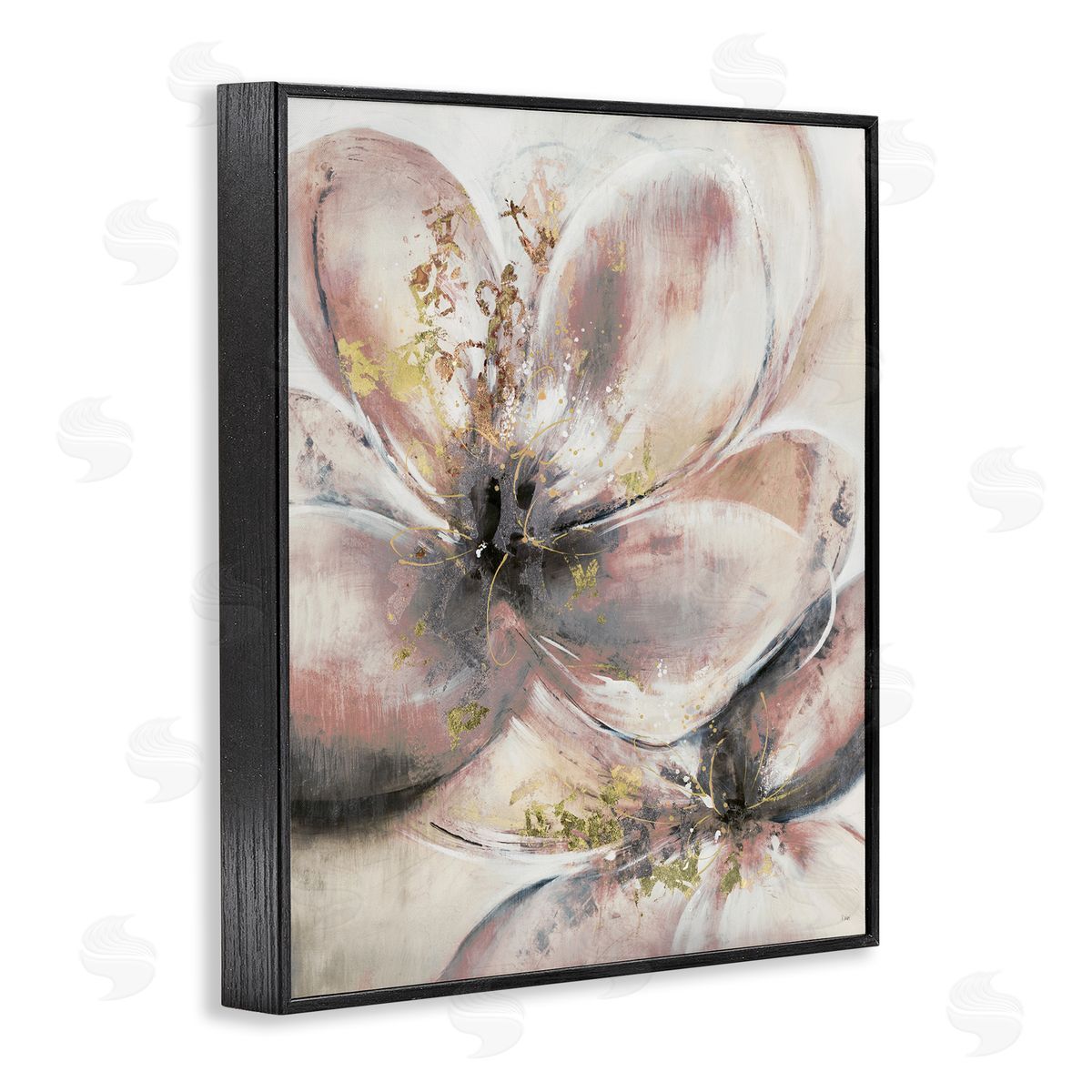 Glam Pink Flower Petals Black Frame Print Wall Art, Home Decor by K. Nari
