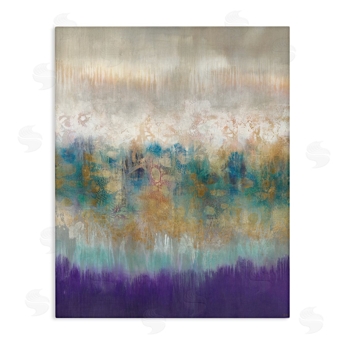 Abstract Purple Green Landscape Canvas Wall Art, Home Decor by K. Nari