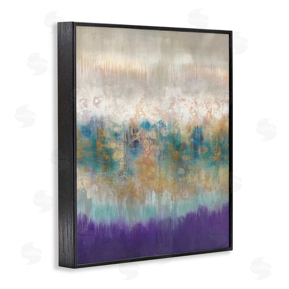 Abstract Purple Green Landscape Black Frame Print Wall Art, Home Decor by K. Nari