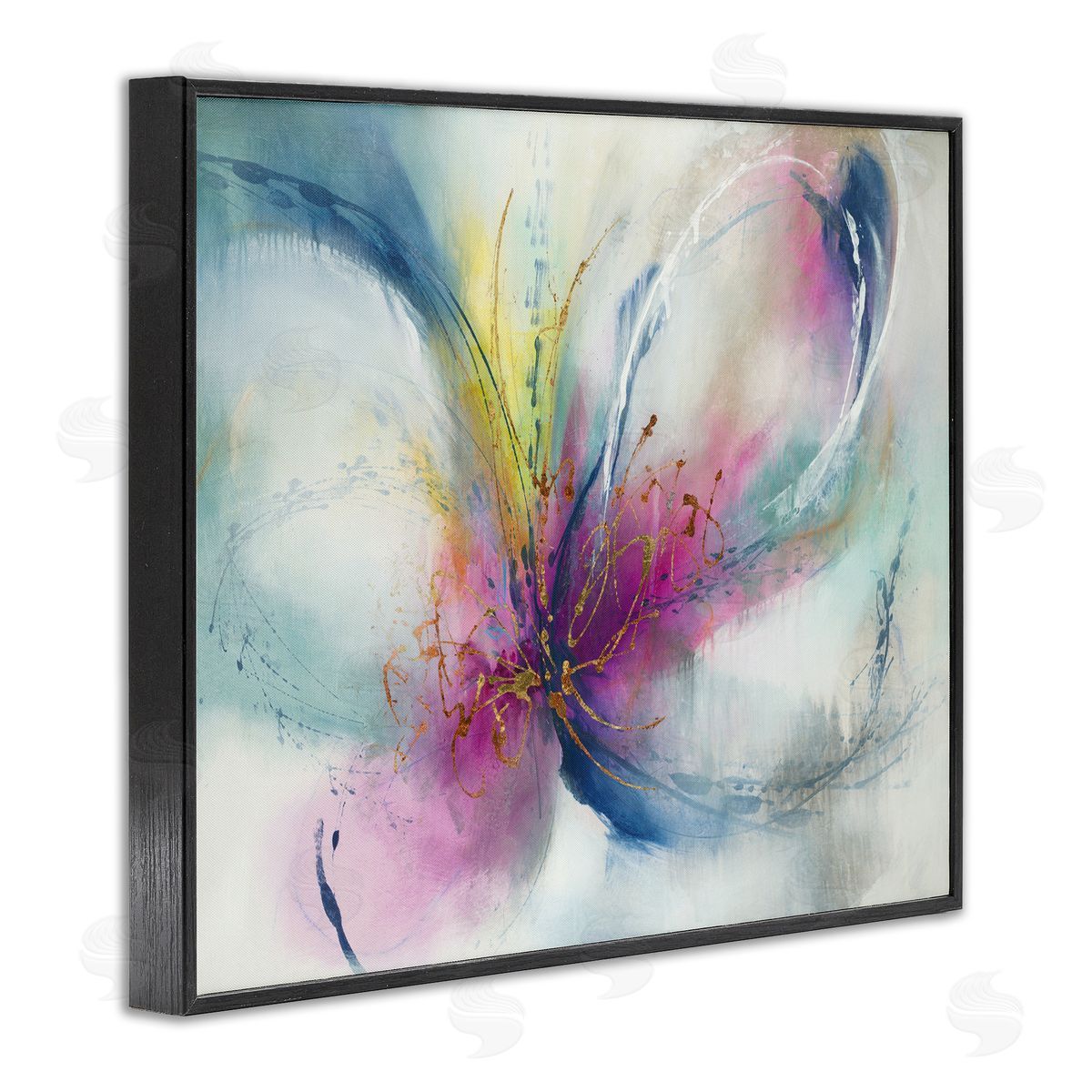 Abstract Floral Butterfly Shape Black Frame Print Wall Art, Home Decor by K. Nari