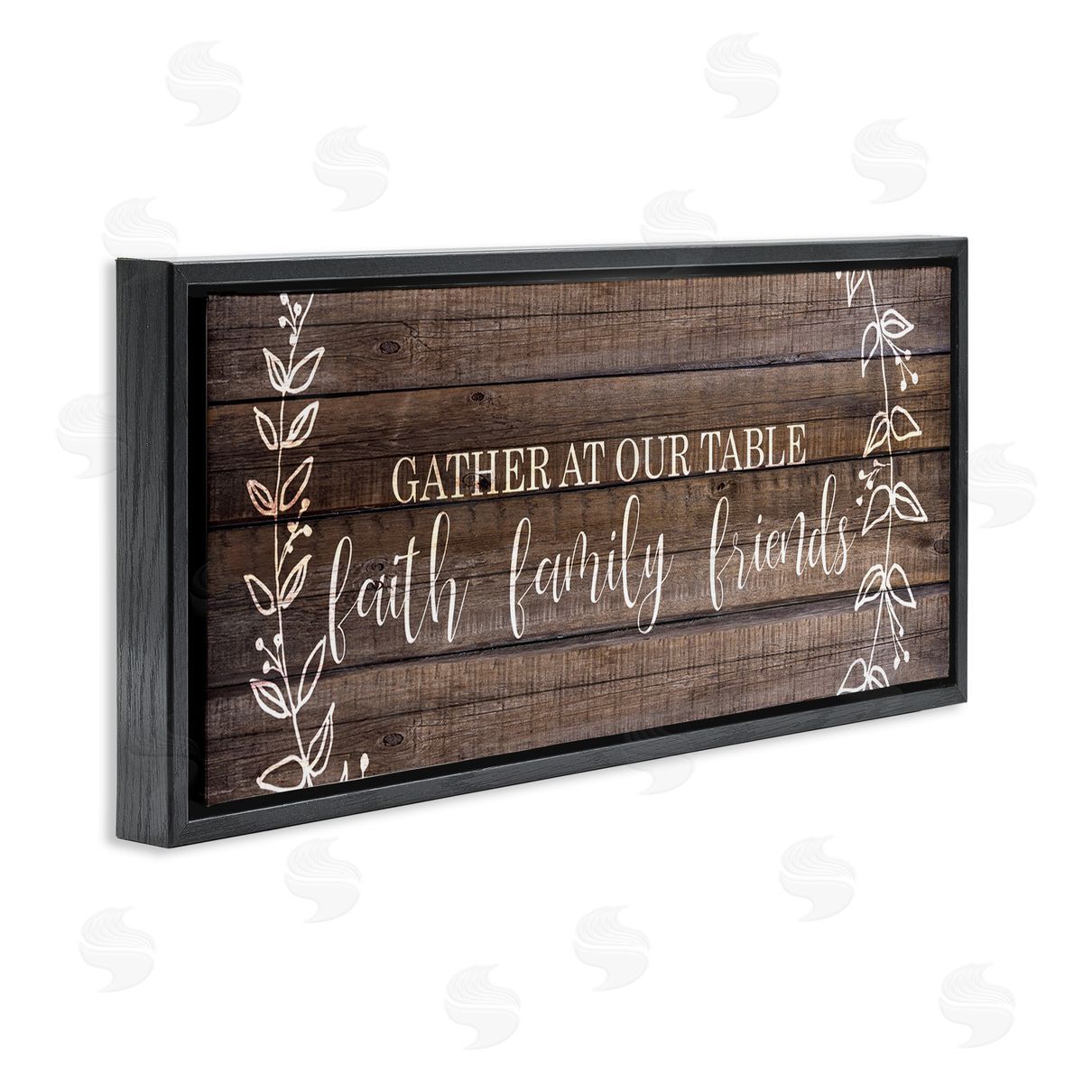 Faith Family Friends Quote Black Floating Frame Canvas Wall Art, Home Decor by Kim Allen