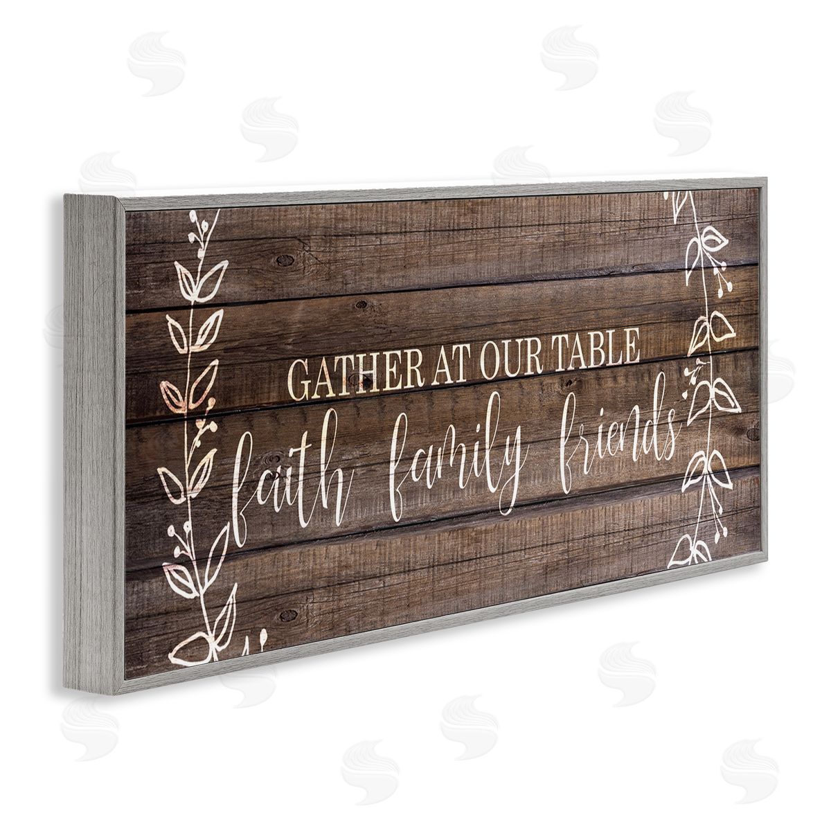 Faith Family Friends Quote Grey Frame Print Wall Art, Home Decor by Kim Allen