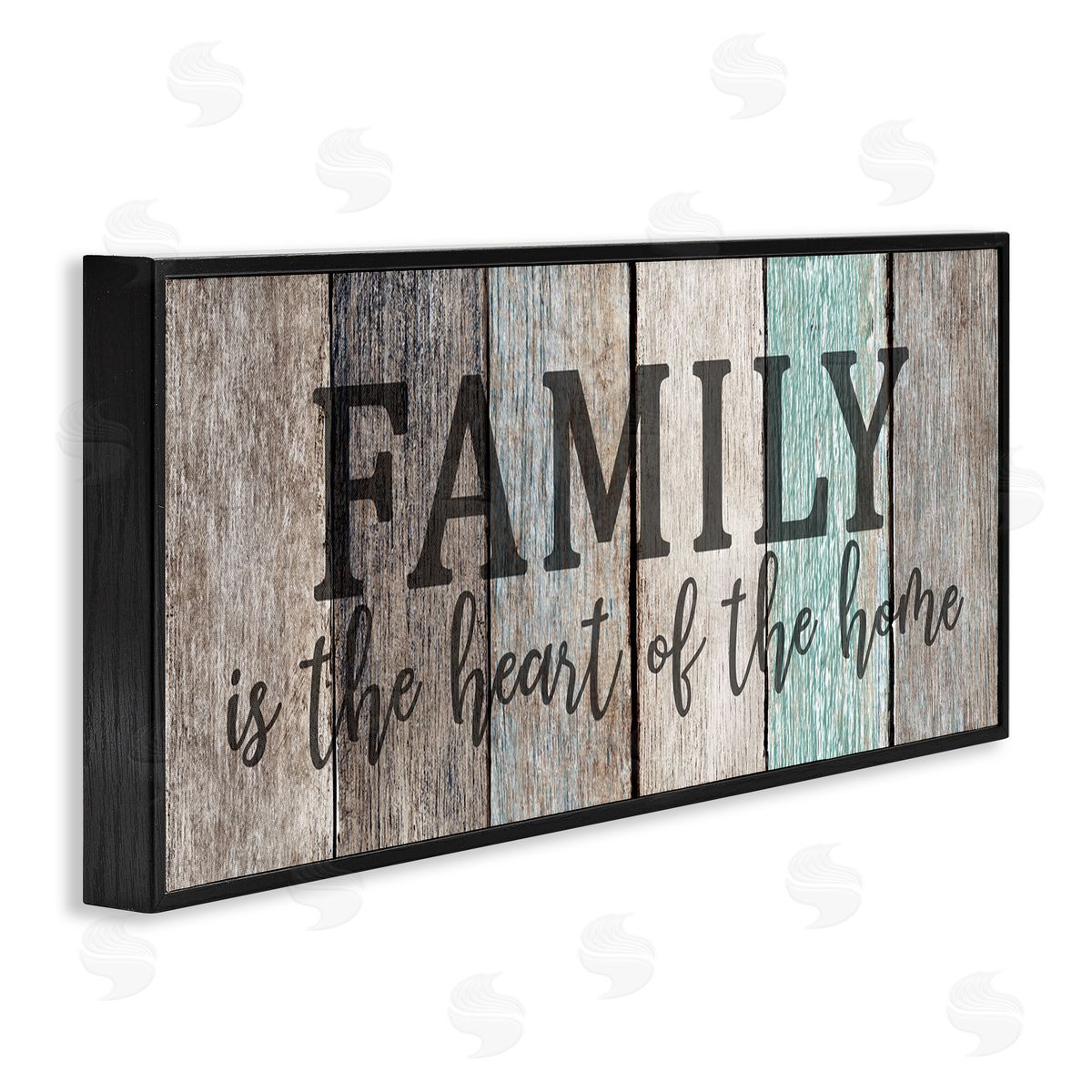 Family is Heart of Home Quote Black Frame Print Wall Art, Home Decor by Kim Allen