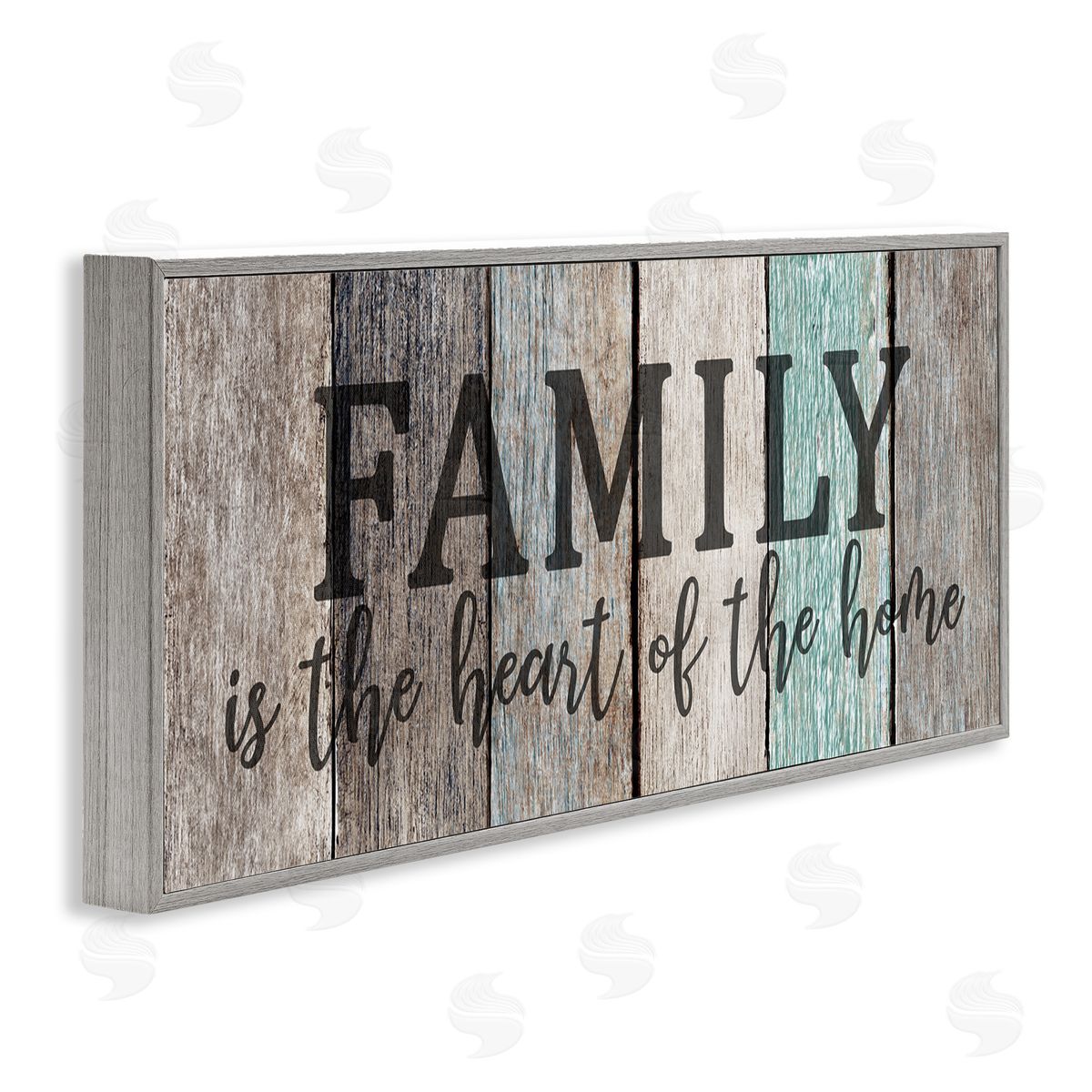 Family is Heart of Home Quote Grey Frame Print Wall Art, Home Decor by Kim Allen