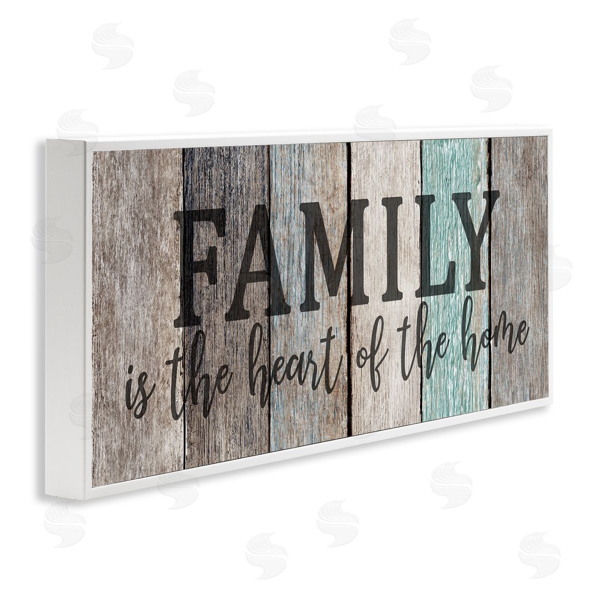 Family is Heart of Home Quote White Frame Print Wall Art, Home Decor by Kim Allen