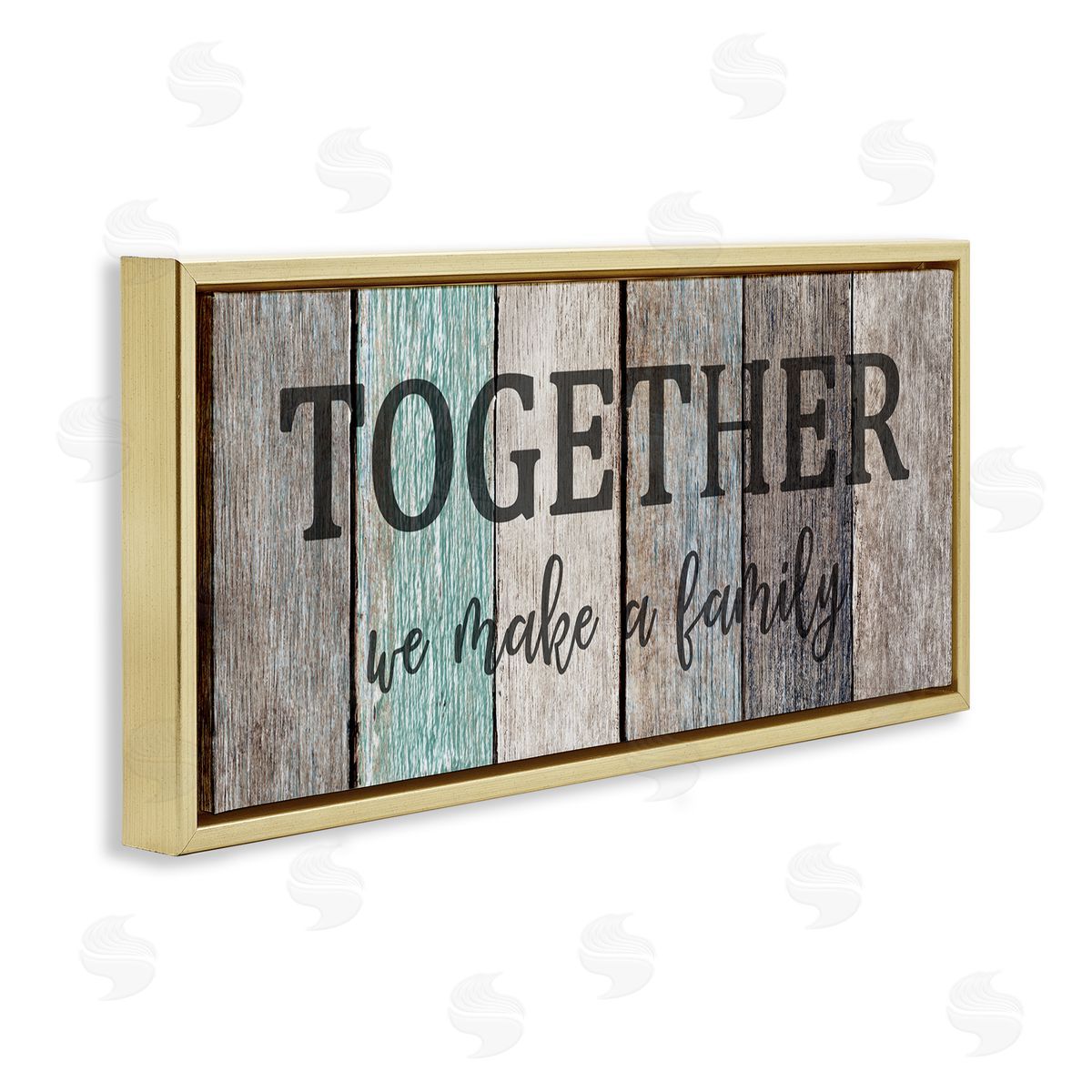Together We Make a Family Quote Gold Floating Frame Canvas Wall Art, Home Decor by Kim Allen