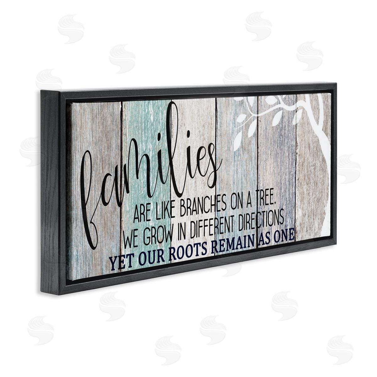 Inspirational Families are Branches Quote Black Floating Frame Canvas Wall Art, Home Decor by Kim Allen