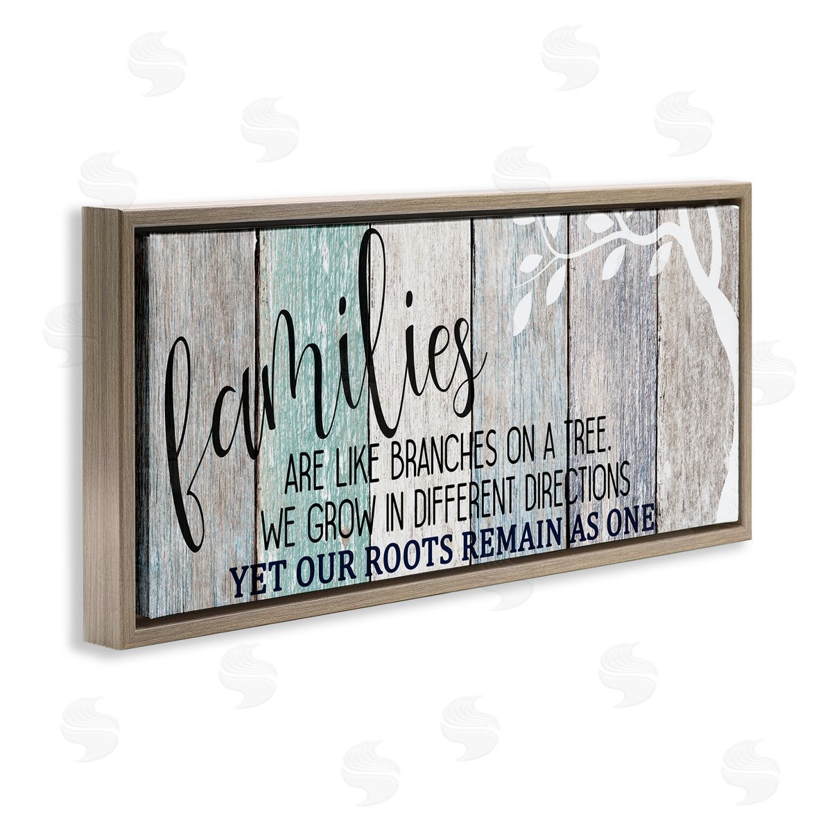 Inspirational Families are Branches Quote Brown Floating Frame Canvas Wall Art, Home Decor by Kim Allen