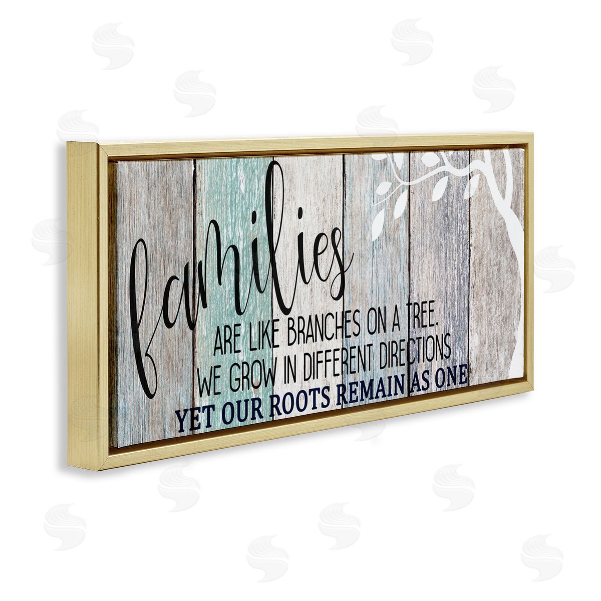 Inspirational Families are Branches Quote Gold Floating Frame Canvas Wall Art, Home Decor by Kim Allen