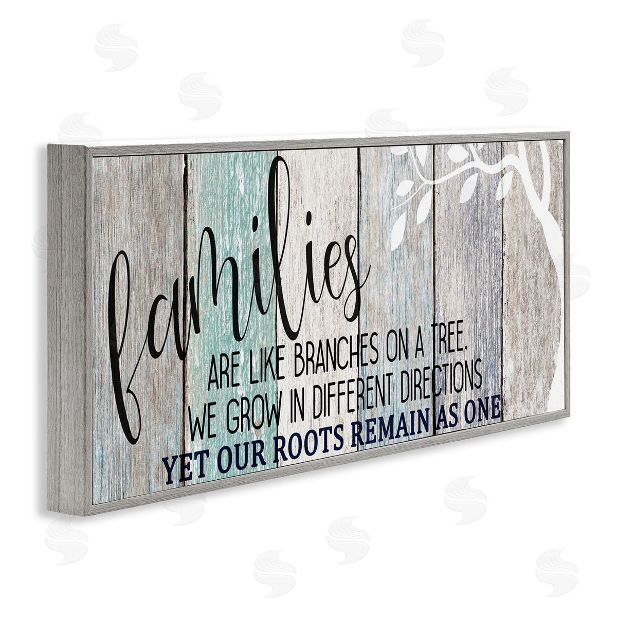 Inspirational Families are Branches Quote Grey Frame Print Wall Art, Home Decor by Kim Allen