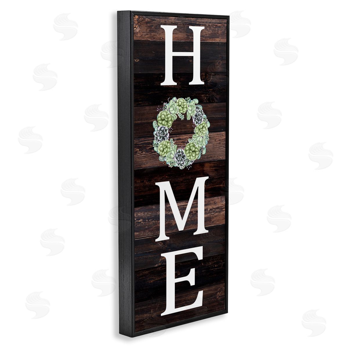 Welcome Home with Succulent Wreath Black Frame Print Wall Art, Home Decor by Kim Allen