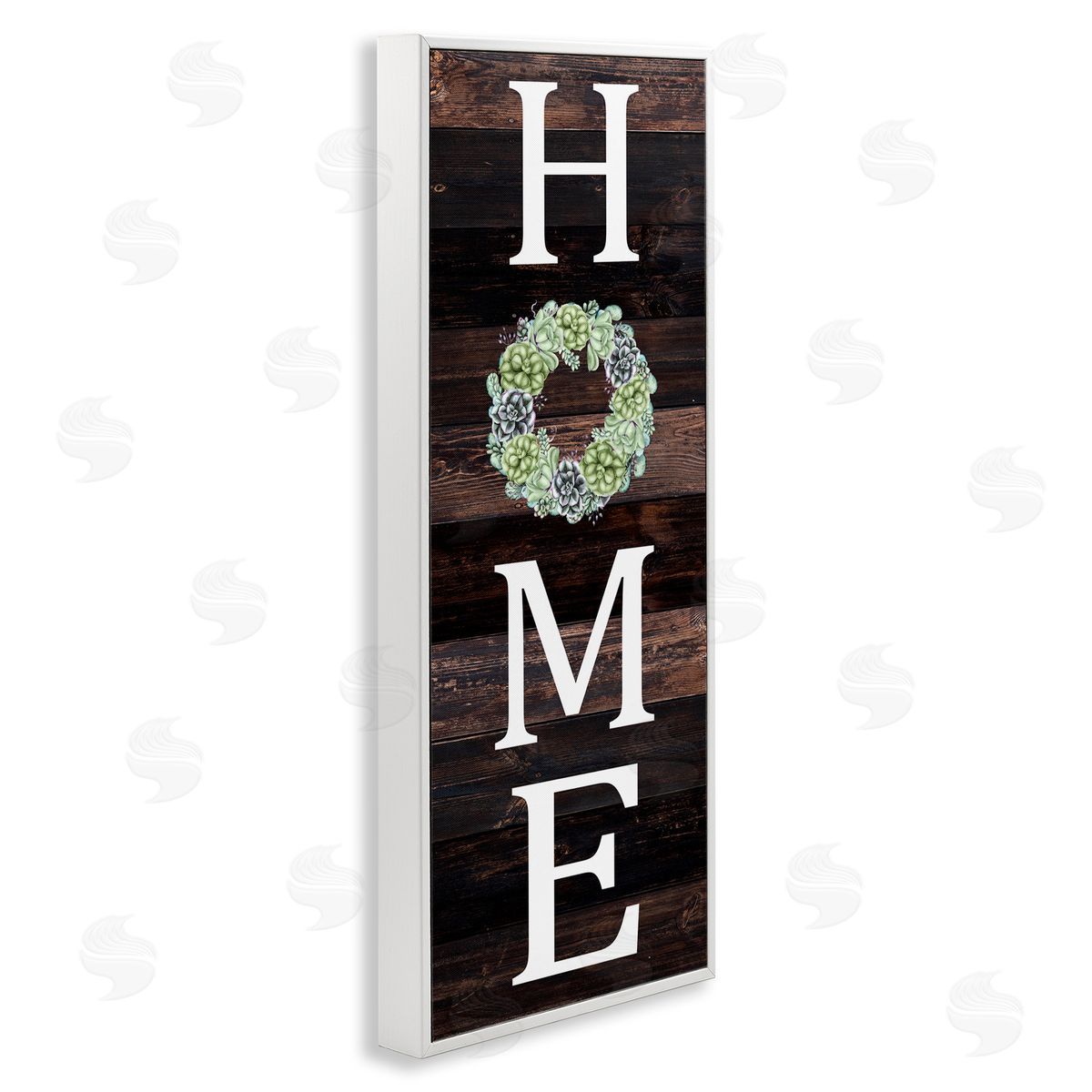 Welcome Home with Succulent Wreath White Frame Print Wall Art, Home Decor by Kim Allen