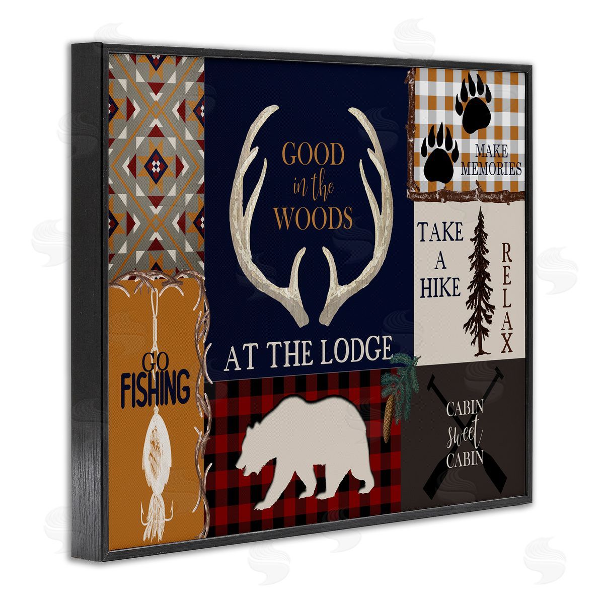 Good in Woods Animals Black Frame Print Wall Art, Home Decor by Kim Allen