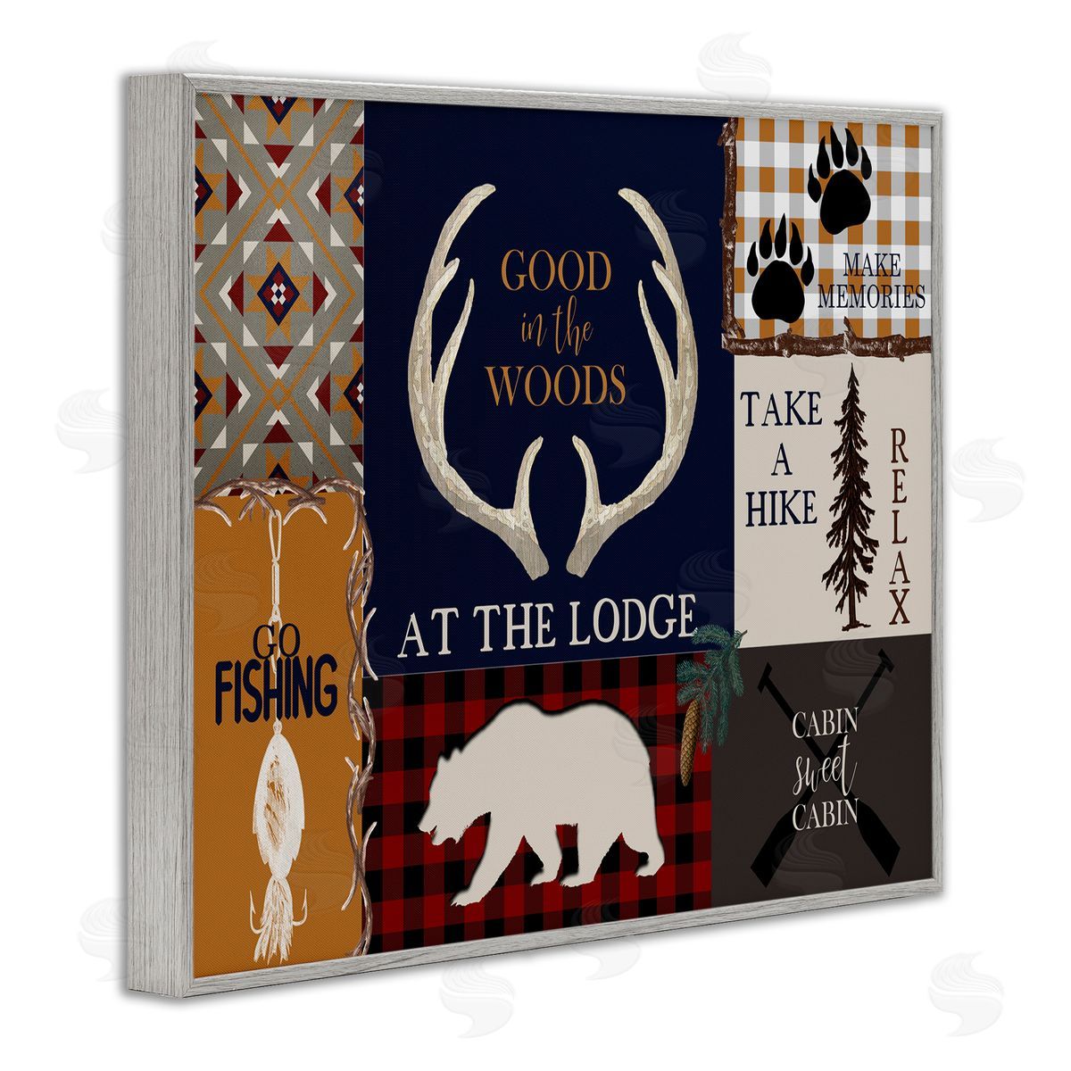 Good in Woods Animals Grey Frame Print Wall Art, Home Decor by Kim Allen