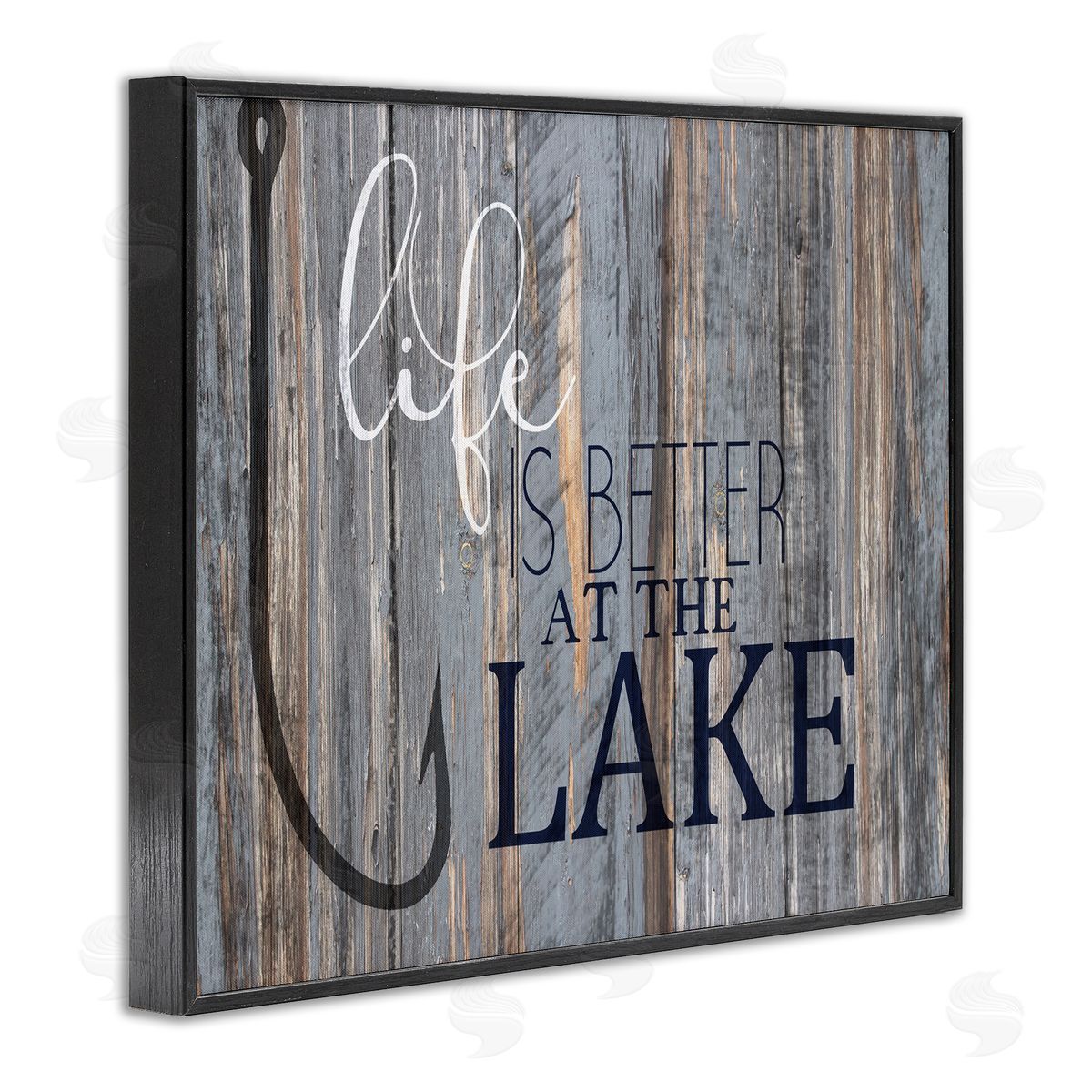 Lakehouse Cabin Nautical Phrase Black Frame Print Wall Art, Home Decor by Kim Allen