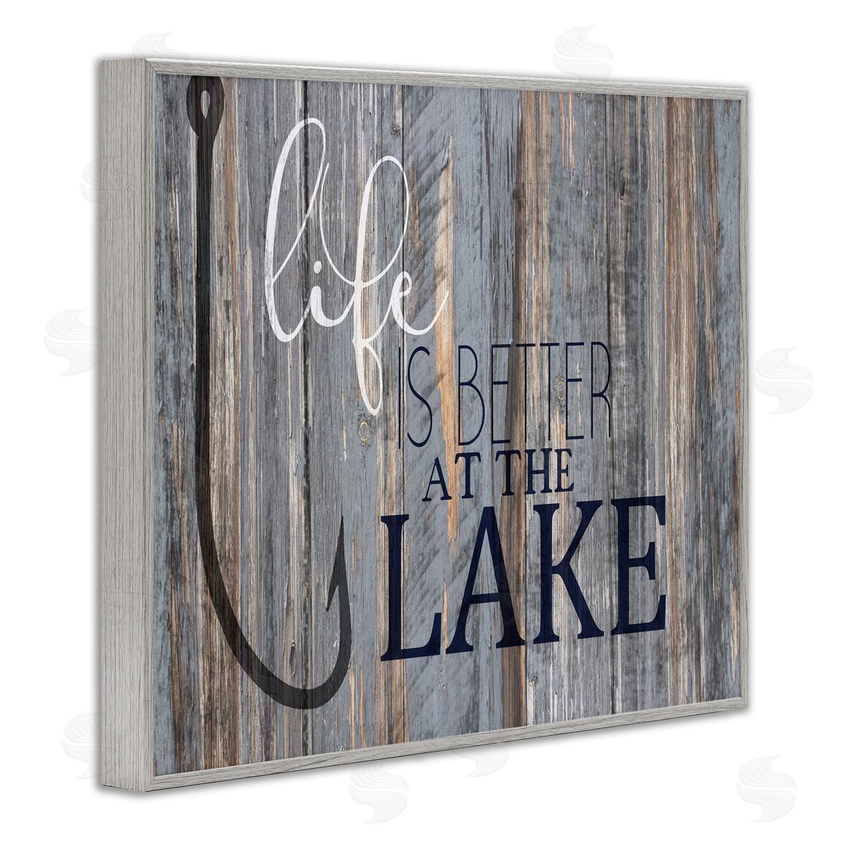 Lakehouse Cabin Nautical Phrase Grey Frame Print Wall Art, Home Decor by Kim Allen
