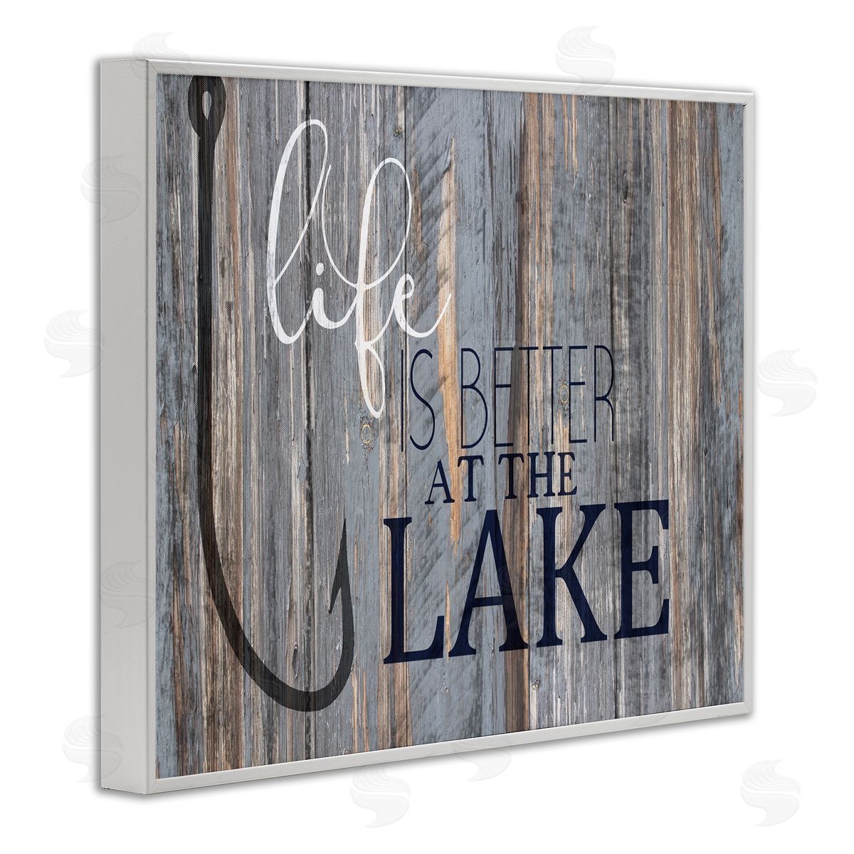 Lakehouse Cabin Nautical Phrase White Frame Print Wall Art, Home Decor by Kim Allen
