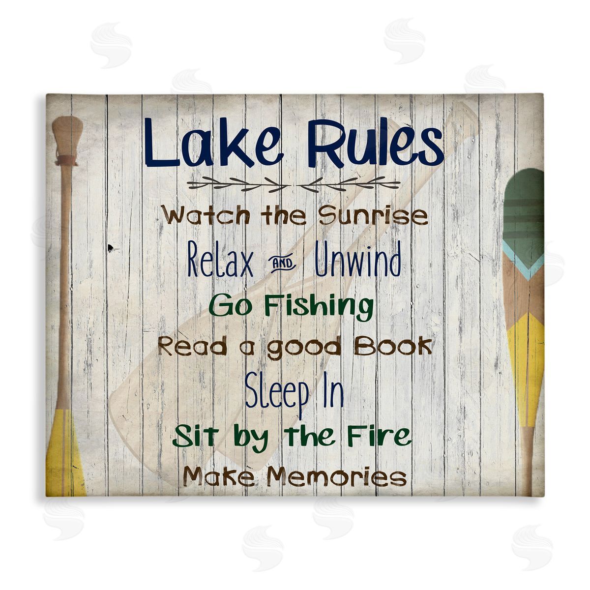 Lake Rules List and Oars Canvas Wall Art, Home Decor by Kim Allen