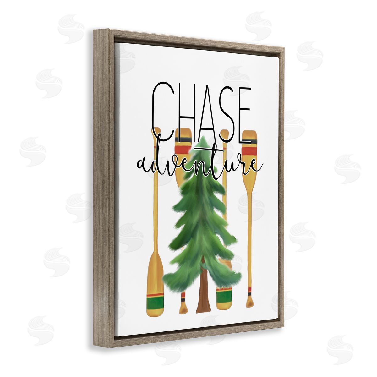 Chase Adventures Tree and Oars Brown Floating Frame Canvas Wall Art, Home Decor by Kim Allen