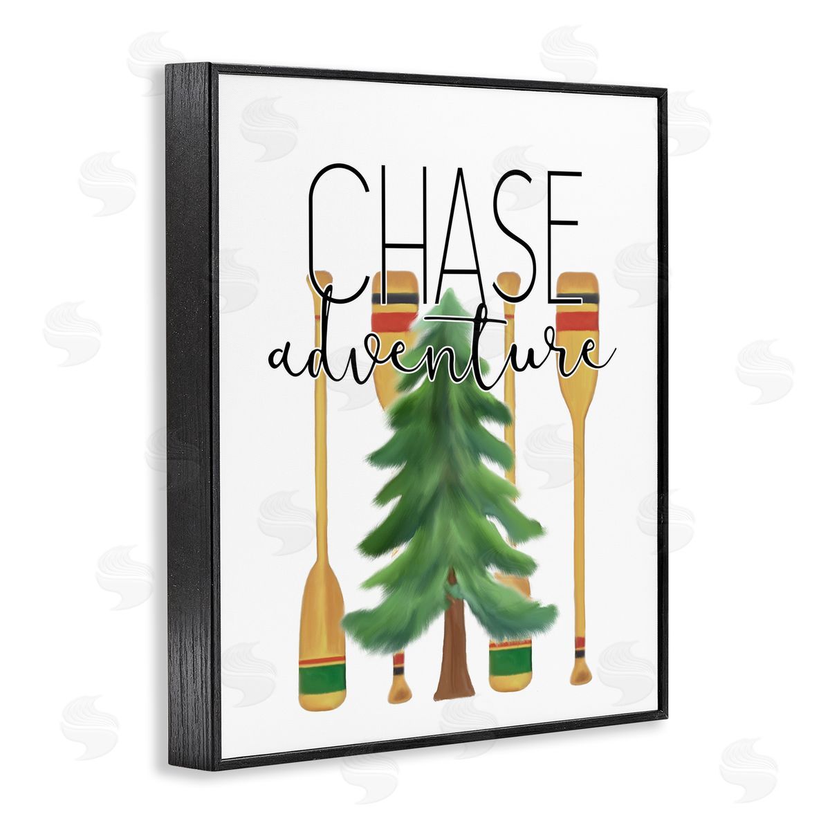 Chase Adventures Tree and Oars Black Frame Print Wall Art, Home Decor by Kim Allen