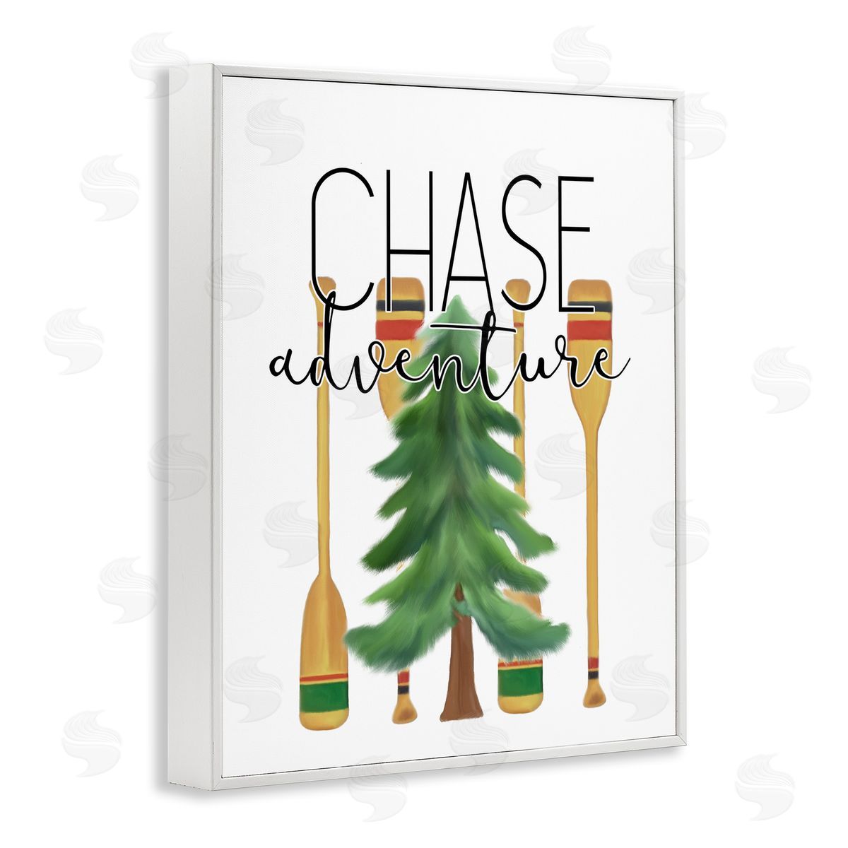Chase Adventures Tree and Oars White Frame Print Wall Art, Home Decor by Kim Allen