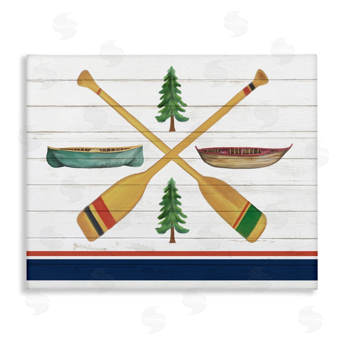 Crossed Oars and Boats Canvas Wall Art, Home Decor by Kim Allen