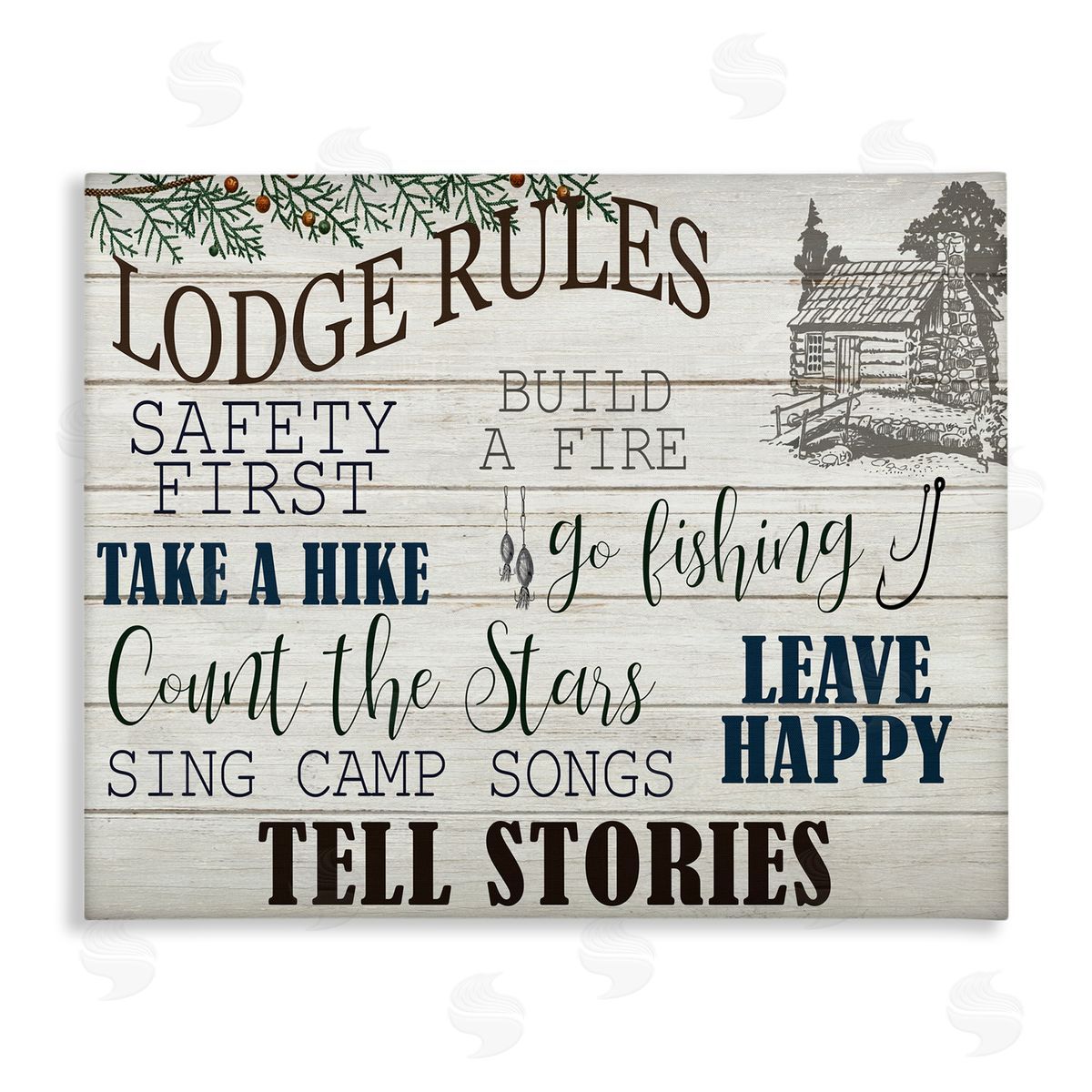 Lodge Rules Cabin Accent Canvas Wall Art, Home Decor by Kim Allen