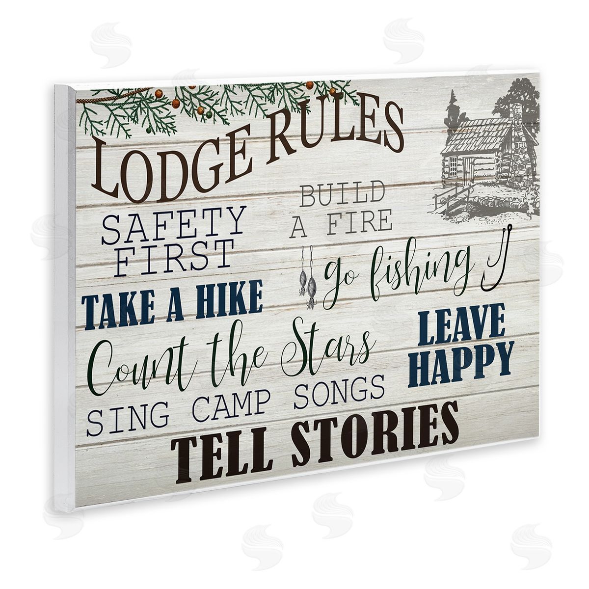 Lodge Rules Cabin Accent Wood Plaque Wall Art, Home Decor by Kim Allen