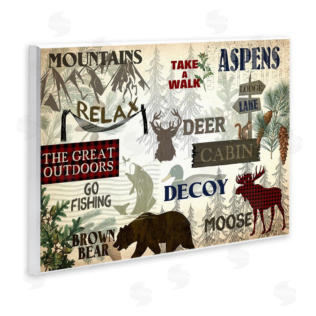 Mountain Activities Forest Accents Wood Plaque Wall Art, Home Decor by Kim Allen
