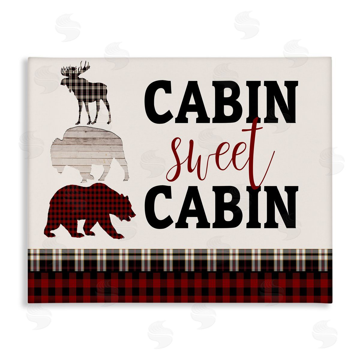 Cabin Sweet Cabin Animals Canvas Wall Art, Home Decor by Kim Allen
