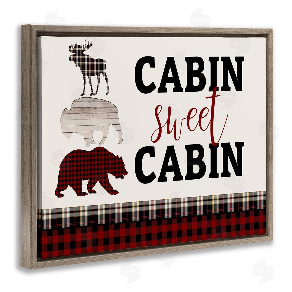 Cabin Sweet Cabin Animals Brown Floating Frame Canvas Wall Art, Home Decor by Kim Allen