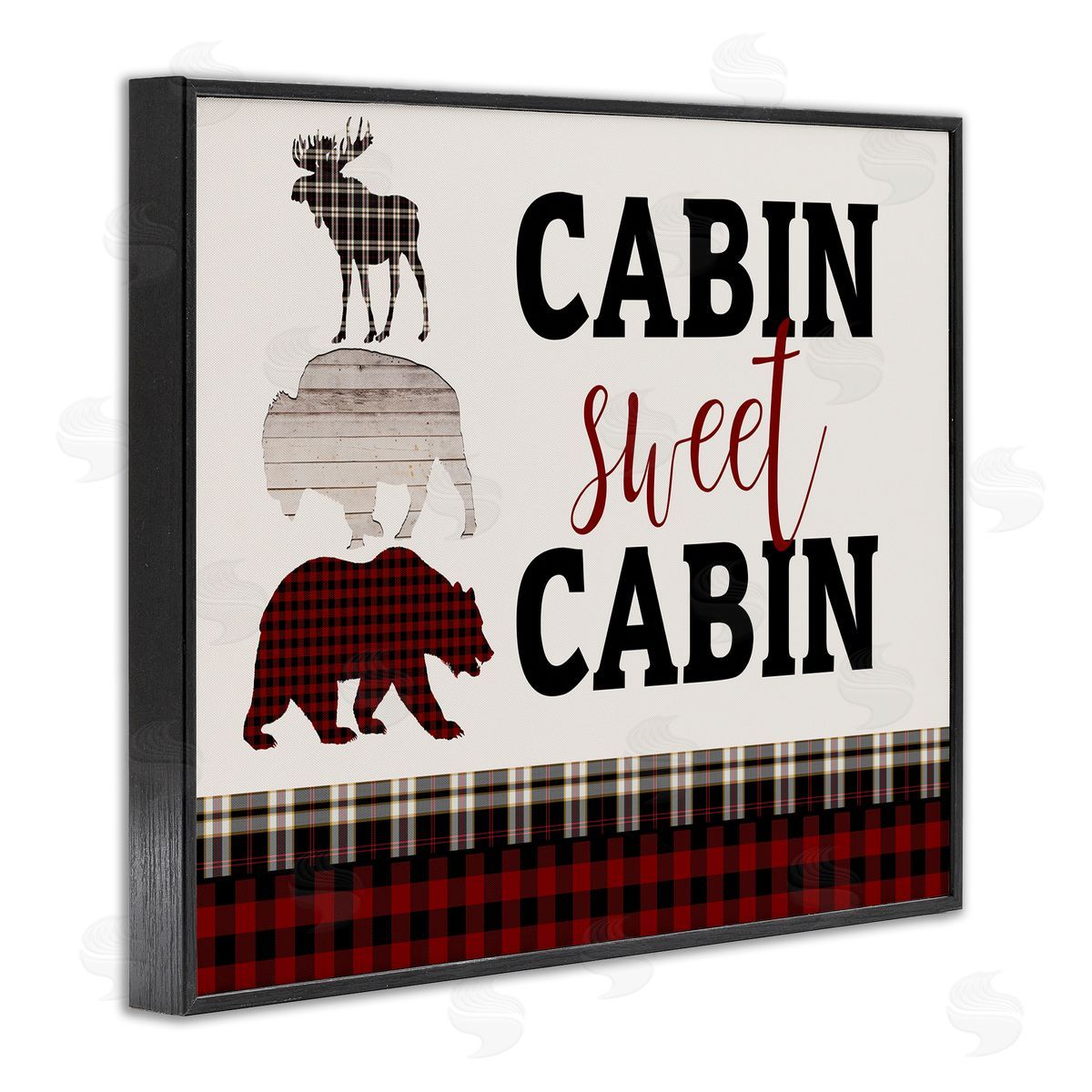 Cabin Sweet Cabin Animals Black Frame Print Wall Art, Home Decor by Kim Allen