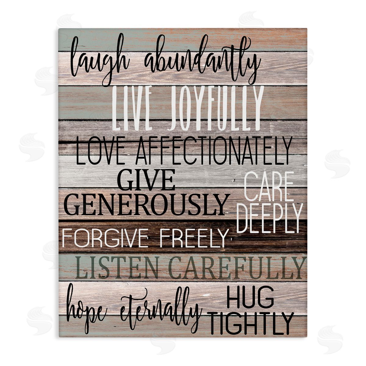 Rustic Live Joyfully Phrases Canvas Wall Art, Home Decor by Kim Allen