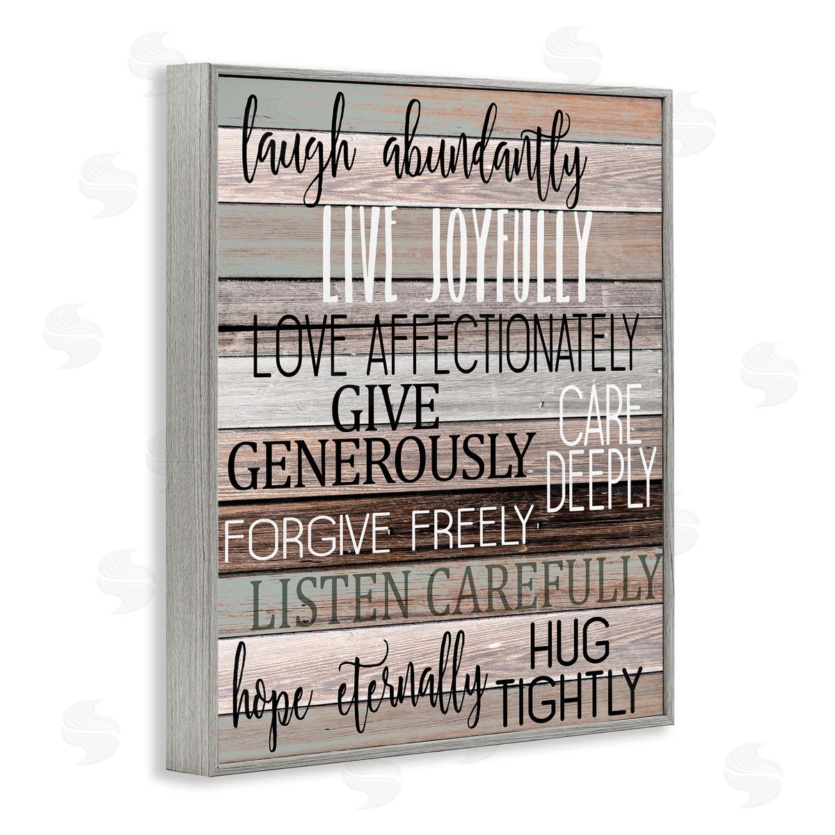 Rustic Live Joyfully Phrases Grey Frame Print Wall Art, Home Decor by Kim Allen