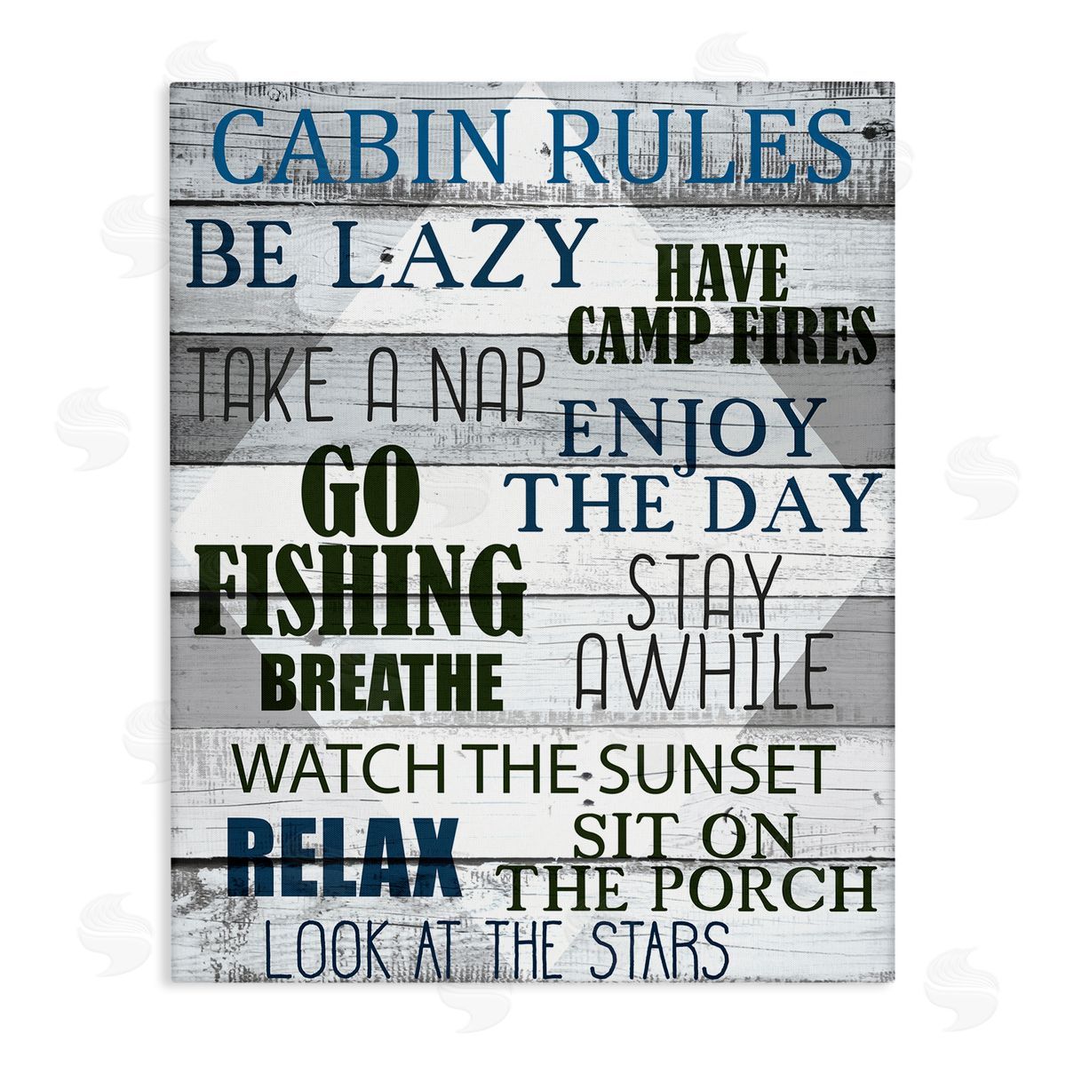 Cabin Rules Phrases Listed Canvas Wall Art, Home Decor by Kim Allen
