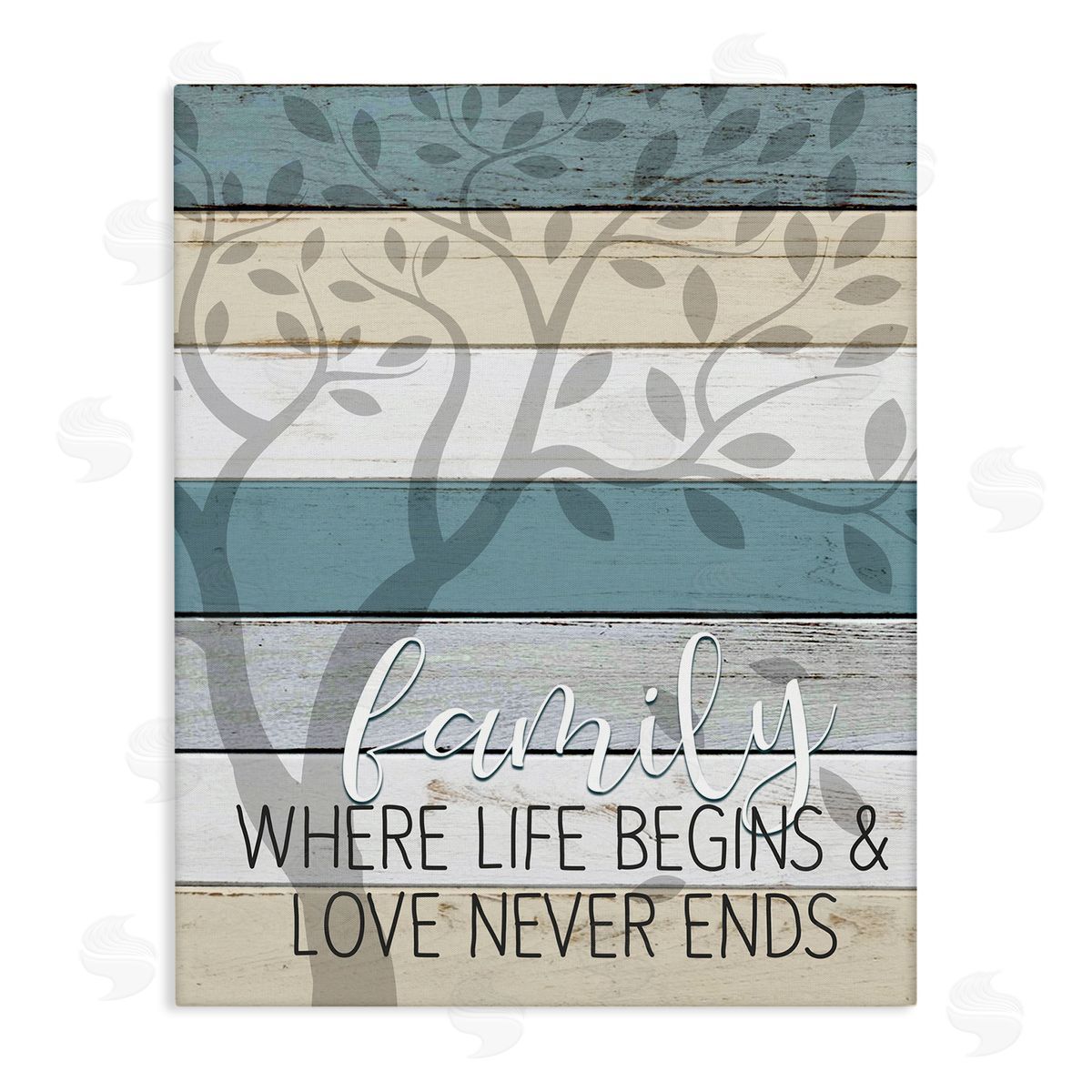 Family Begin and End Quote Canvas Wall Art, Home Decor by Kim Allen